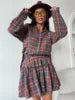 2025 New Fashionable Casual Plaid Skirt Set, Women's Lapel Loose Shirt elastic Waist Skirt Two-piece Set. S-L