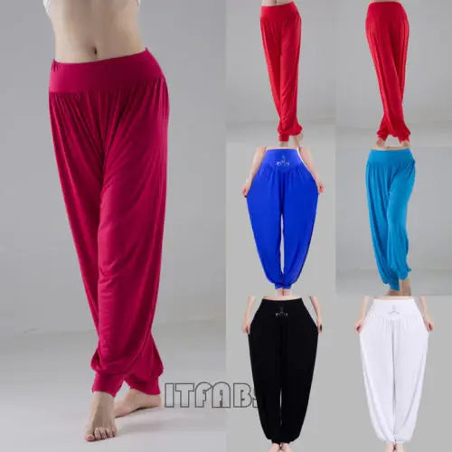 Women High Waist Athletic Harem Pant Baggy Bloom Pants Lantern Stretch Casual Comfy Pant .  M-3X