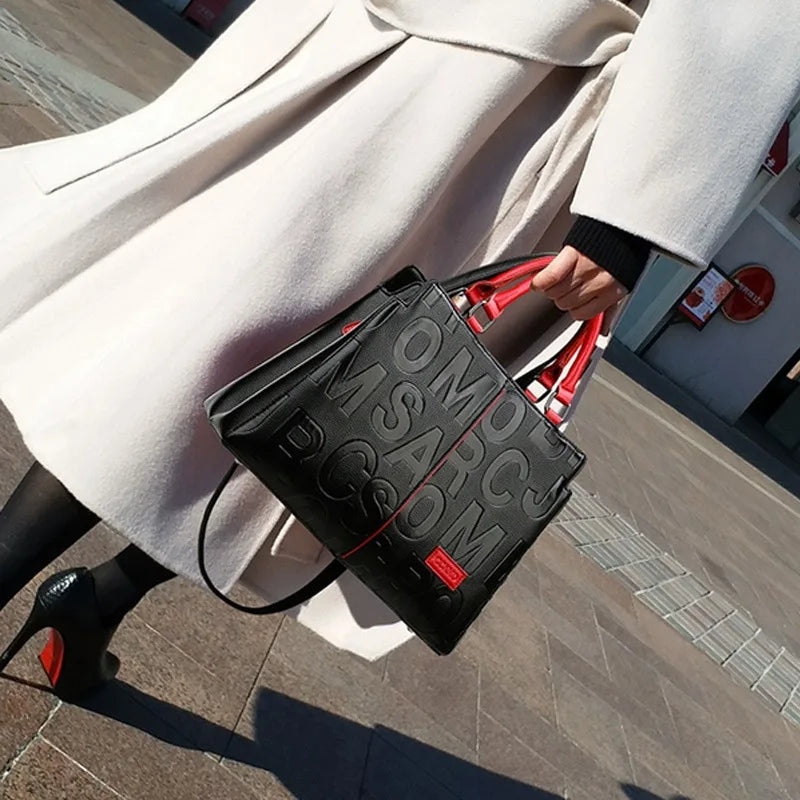 PU Leather Casual Cross-body Bag for Women Luxury Designer Tote Handbag Large Capacity Shoulder Bag