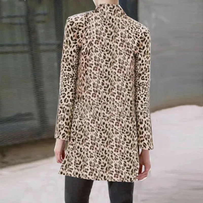 Leopard Blazer/Cardigan Leopard Print Formal Laddies Fashion Outwear.  S-2X