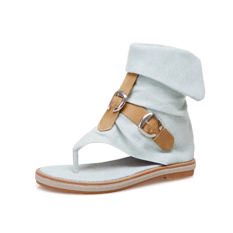 High Top Flip Flop Sandals Custom Denim Roman Gladiator Summer sandals