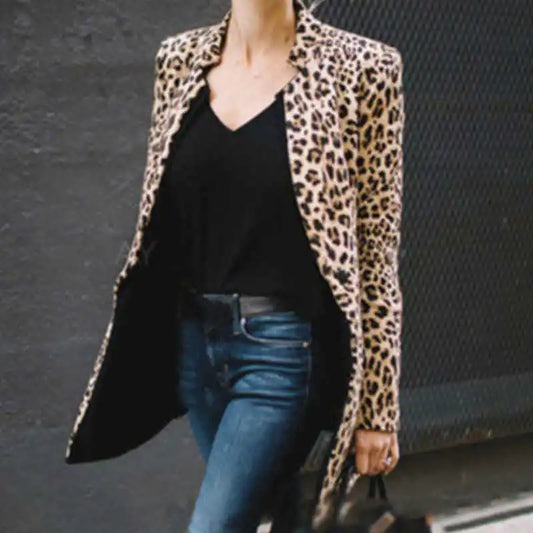 Leopard Blazer/Cardigan Leopard Print Formal Laddies Fashion Outwear.  S-2X