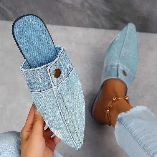 Women Comfortable Versatile Slip-On Denim Flat 2025 New Slides For Everyday Wear