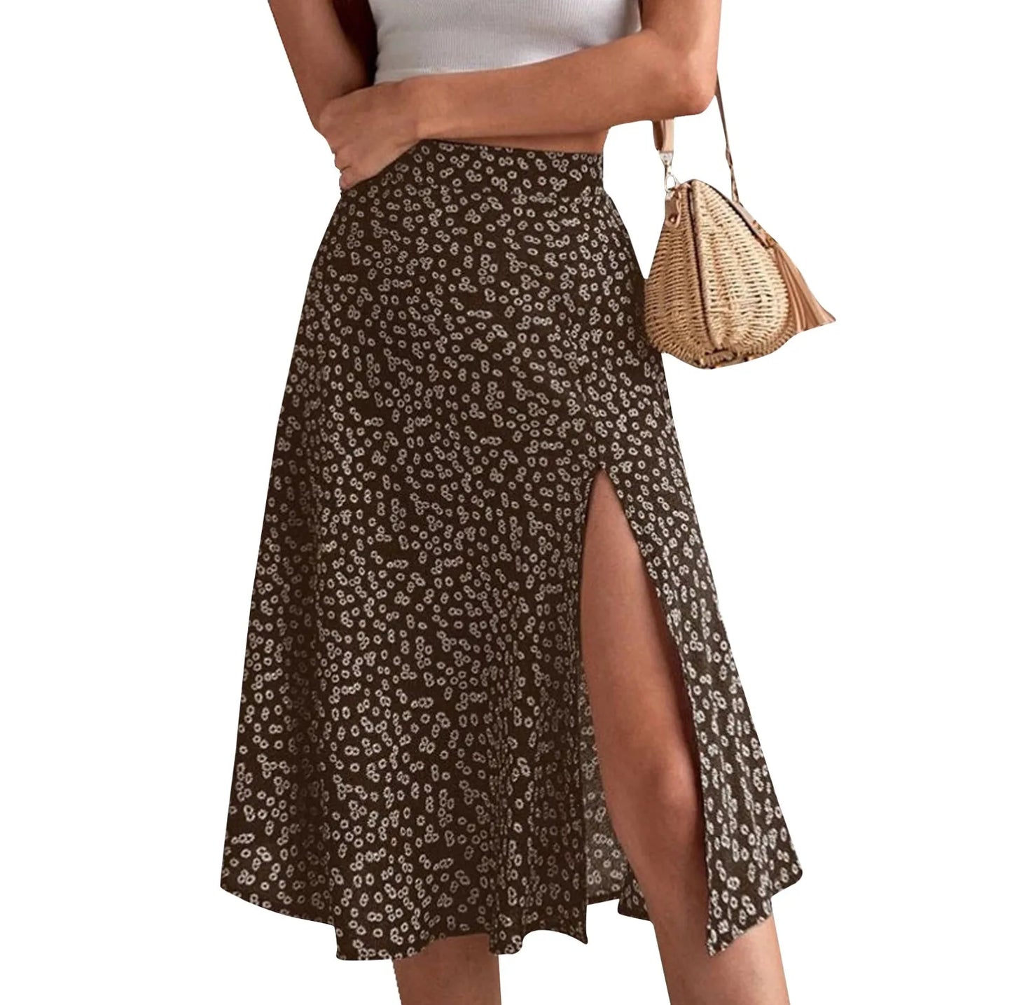 Women's Casual Daily Slit A-line Floral Trendy Skirt for Women . S-3x
