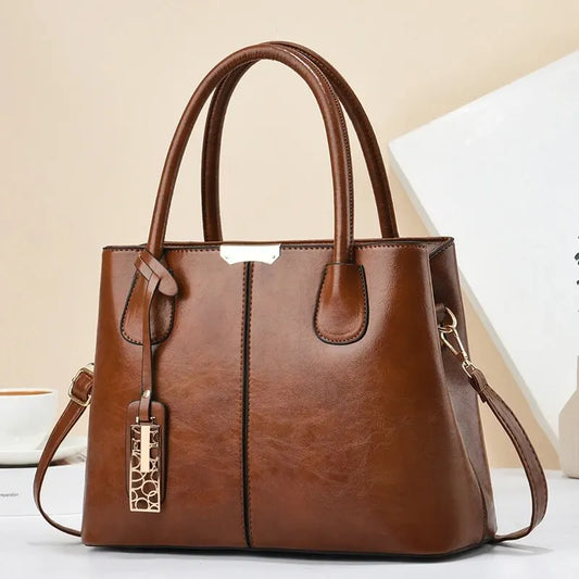Retro Solid Color Handbags For Women, Elegant PU Leather Cross-body Bag, Trendy Office & Work Purses