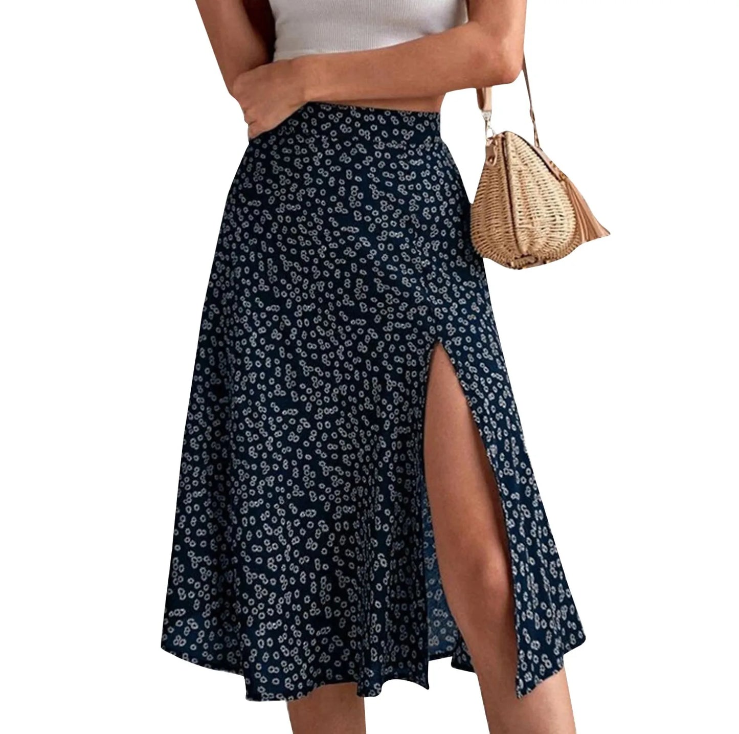 Women's Casual Daily Slit A-line Floral Trendy Skirt for Women . S-3x