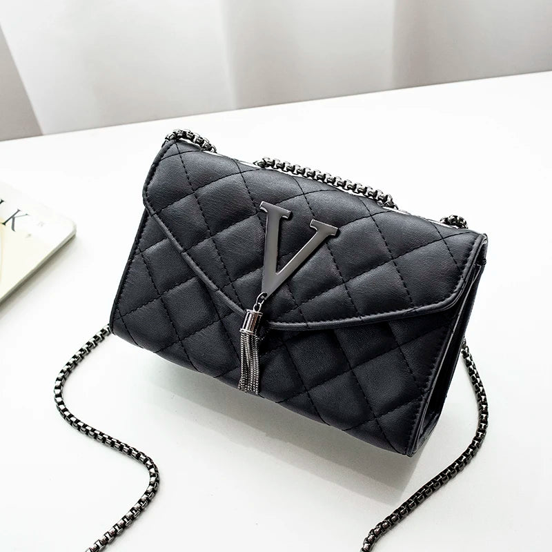 Luxury Handbags And Purse Women PU Leather Messenger Shoulder Bag Female Crossbody Bag Tassel Quilted  .