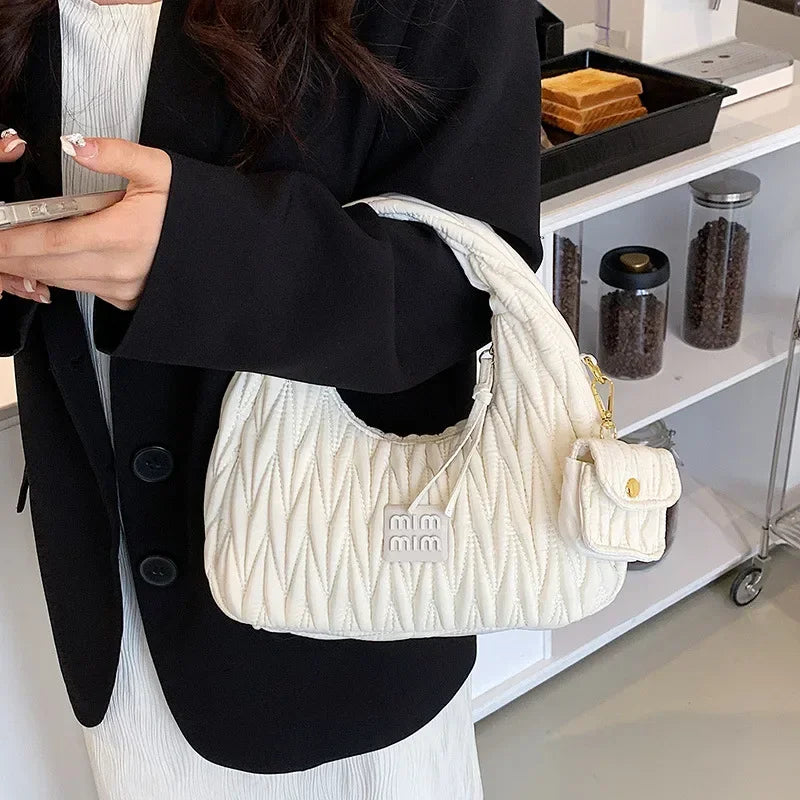 Luxury Designer Handbag  Fashion Cloud Bag Retro Pleated Dumpling Style