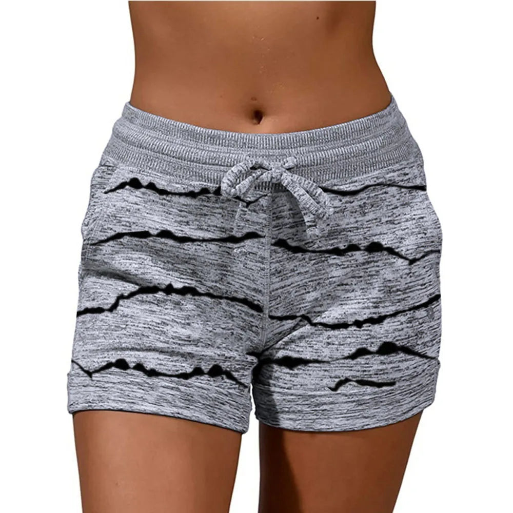 Women Print Quick Dry Sport Shorts With Drawstring.  S-5xL