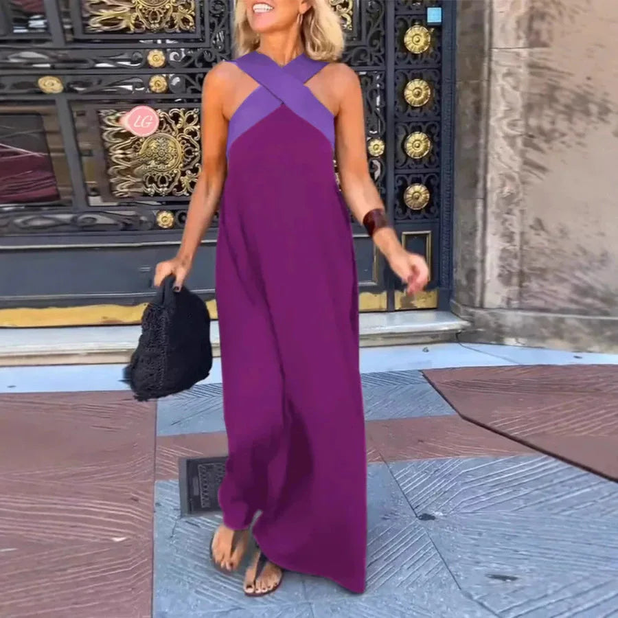 Sexy Cross Halter Long Dress Hollow Party Dress Summer Sleeveless Backless Dress.  S-3X