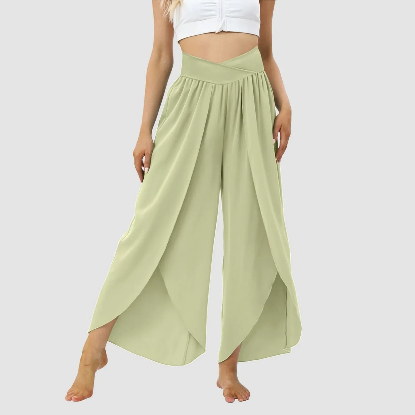 Women Wide Leg High Waist Hippie Casual Wear Boho Palazzo Pants.  S-3X