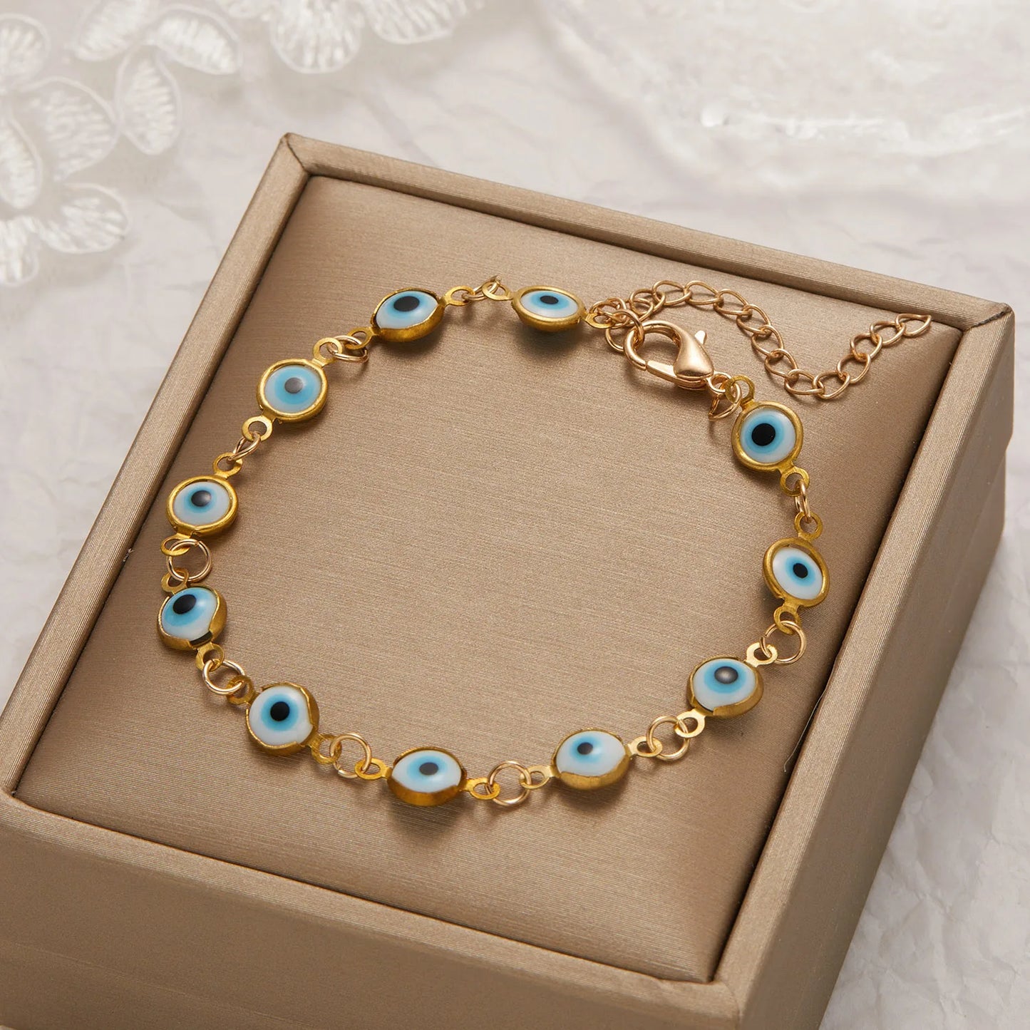 Lucky Turkey Evil Eye Bracelet For Women Adjustable Metal Chain Bangles Good Luck Wealth Jewelry
