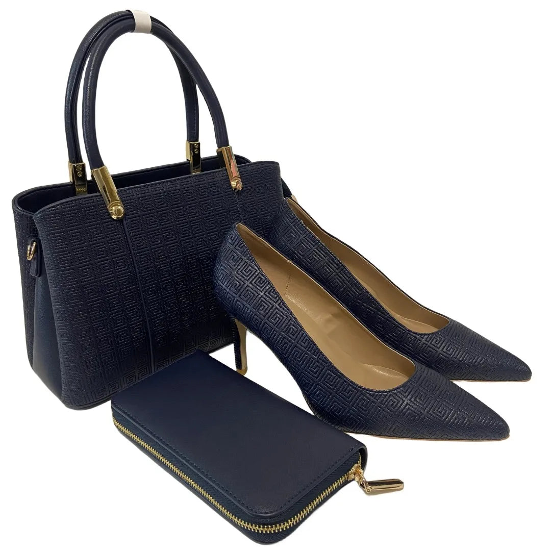 New Heels Shoes Popular Pointed Ladies Pumps with Matching Bag set