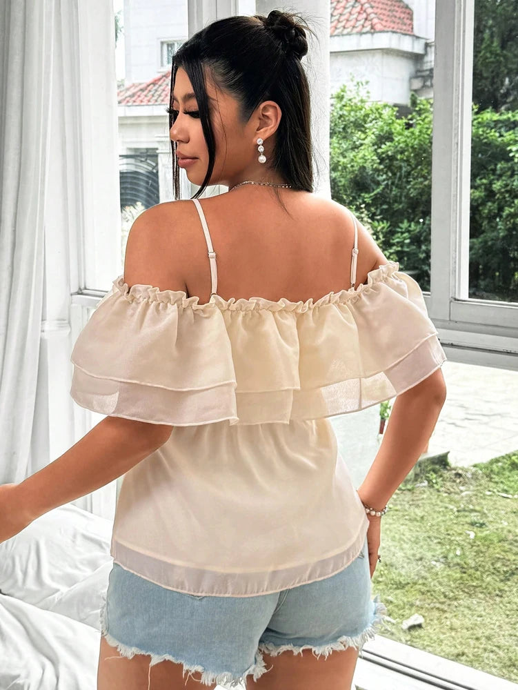 Plus Size 2025 New Women's Sexy Slim Blouse