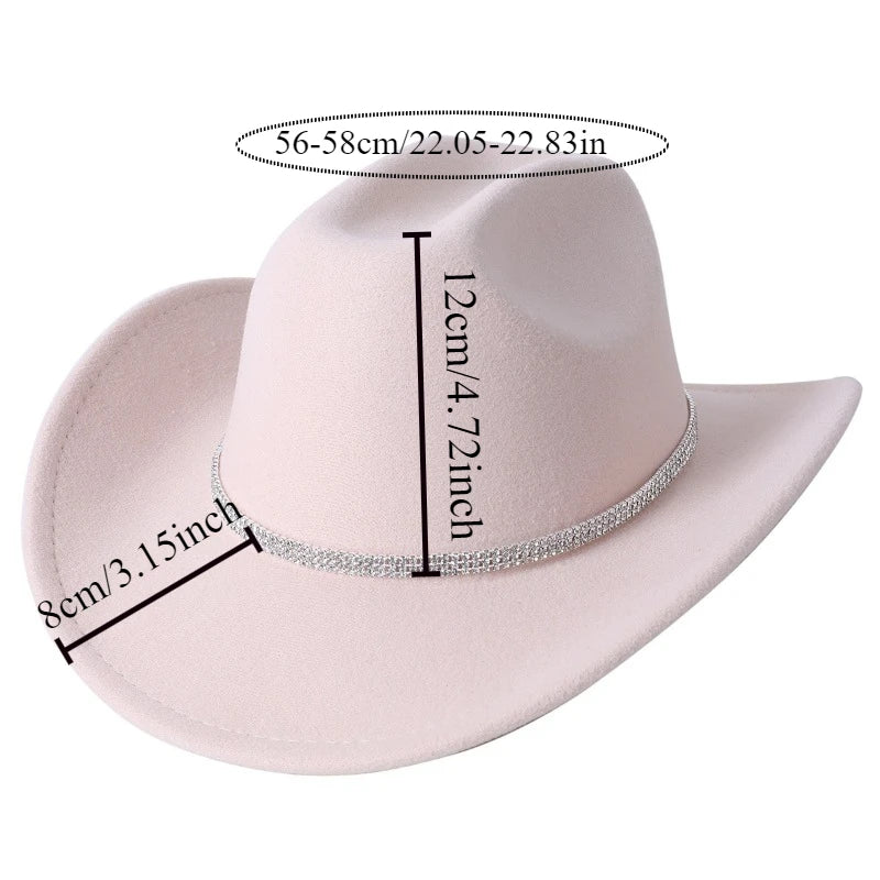 Fashion Rhinestone Cowboy Hat for Women  Shape able Wide Brim - Felt Western Cowgirl Hats
