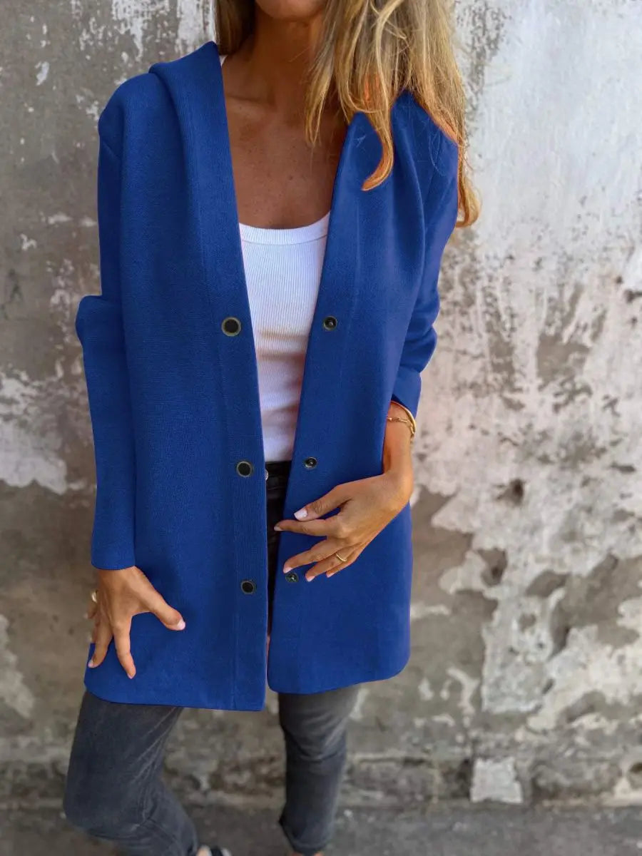 Long sleeve solid colour all season coat.  S-3x