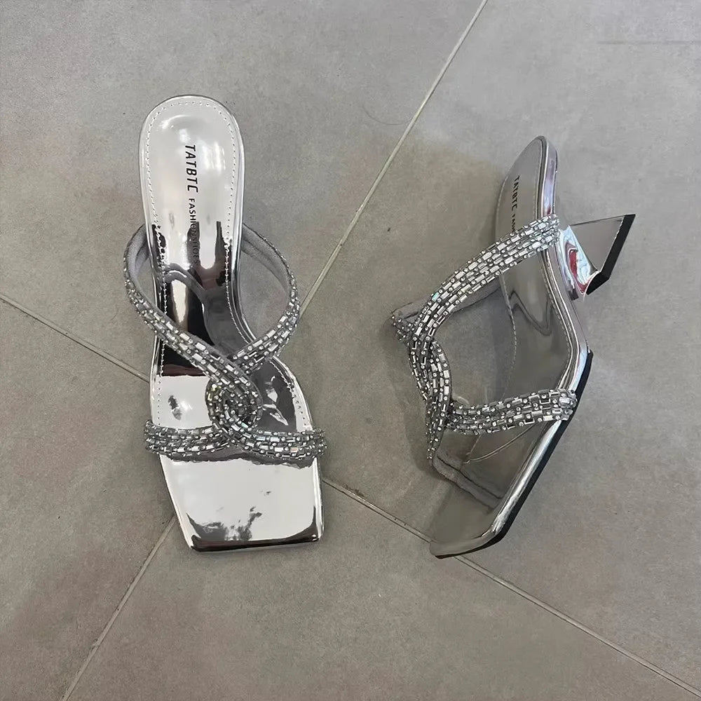 Women's Fashion Square Toe Rhinestone Sandal