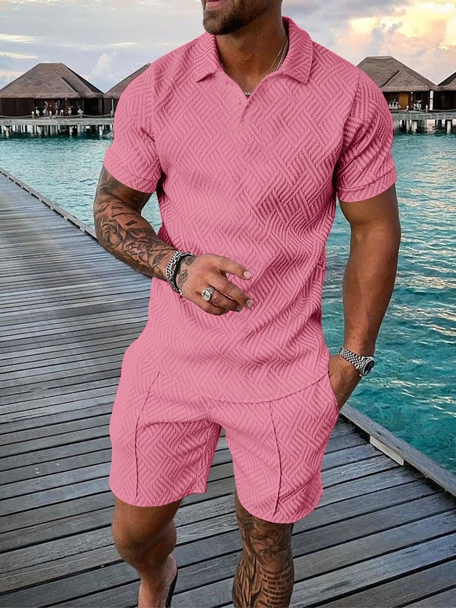 Men's summer fashion casual 3D printed Polo shirt lapel casual suit.  S-5X