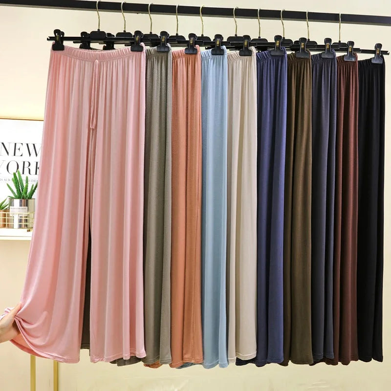 Plus size L to 6XL Women's wide leg pants high waist Loose Long solid colour Casual Pants