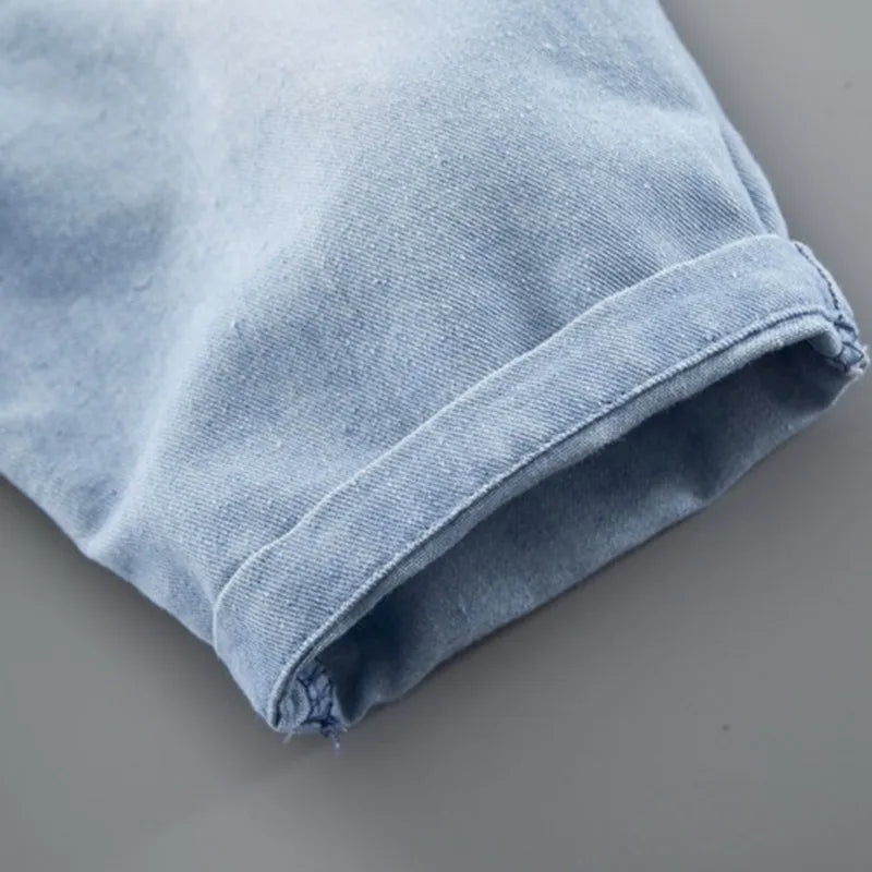 Children Overalls Solid Color Denim Cotton Jumpsuits Elastic Casual Toddler Pants For Boy Girl Fashion Summer Kids Clothes 0-3Y