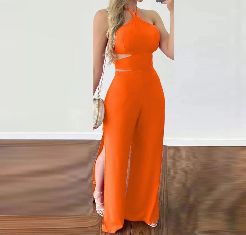 Women's Jumpsuit Elegant Summer High Slim Open Back  Sleeveless Jumpsuit.  S-3x