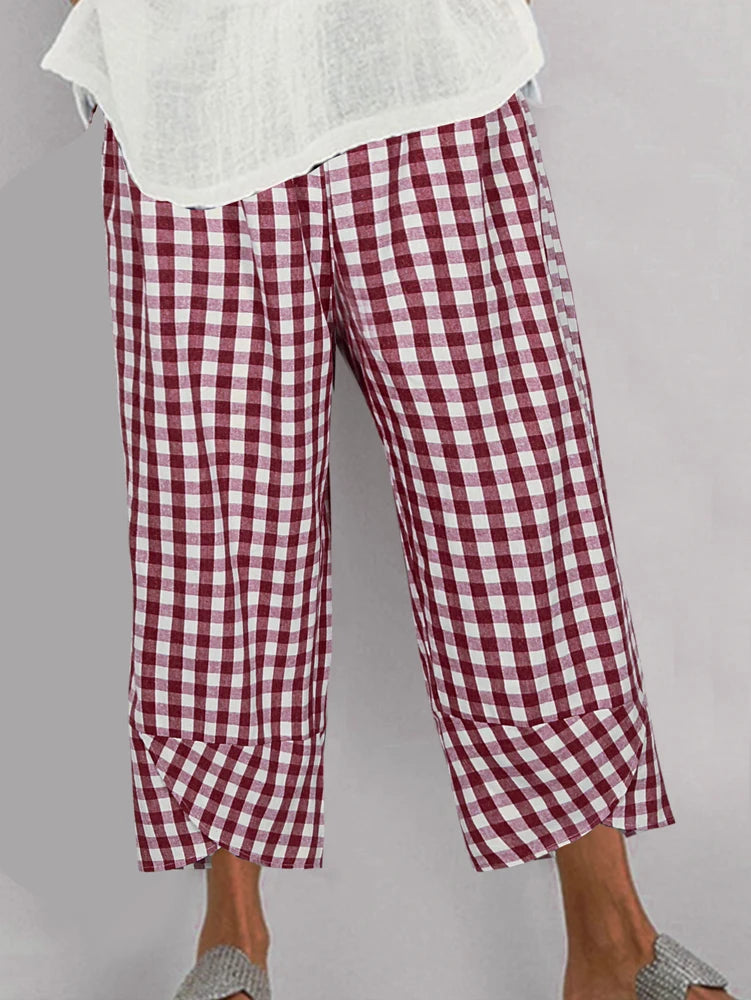Plus Size 2025 New Women's Elastic Waist Pants Loose Fit Summer And Fall Casual Pant.