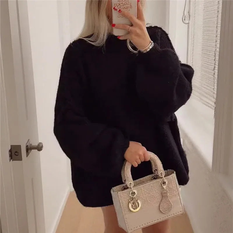 Womens Oversized Sweater Chunky Knit Pullover Cable Mock Neck Fall Sweater Pullovers Trendy Winter Clothes.  S-L