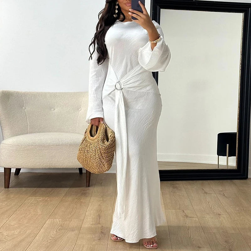 New Women O Neck Elegant Long Sleeved Party Dress.  S-2X