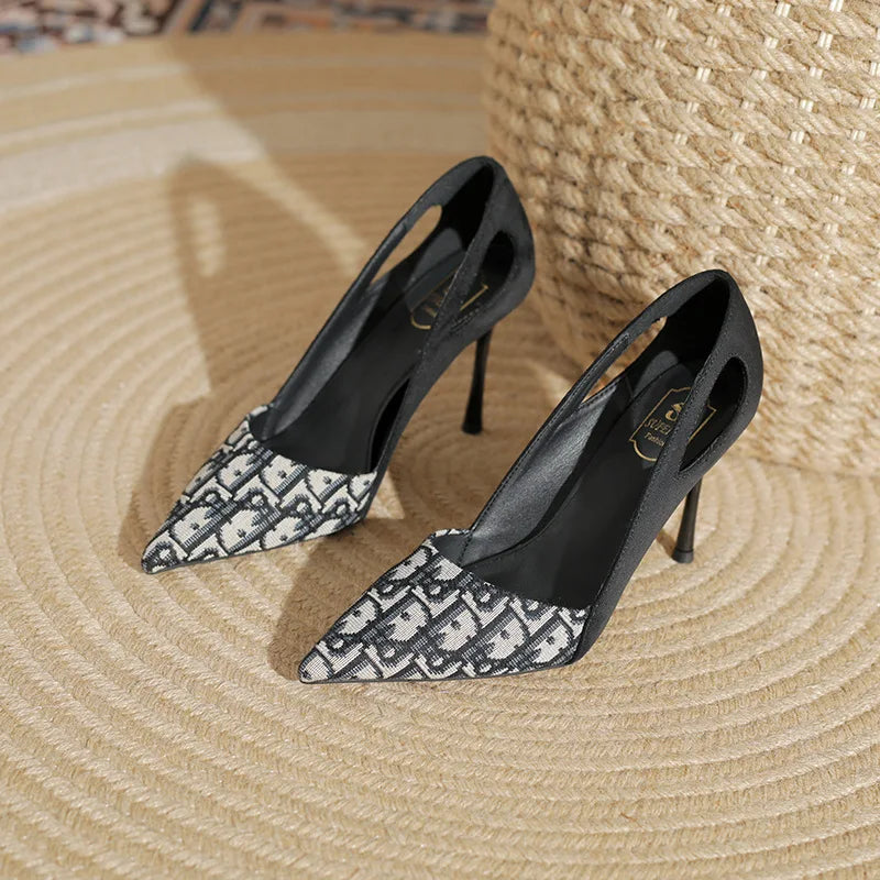 Embroidered Ladies Fashion Pointed Heeled 2025 New Luxury Heeled Women's Shoes