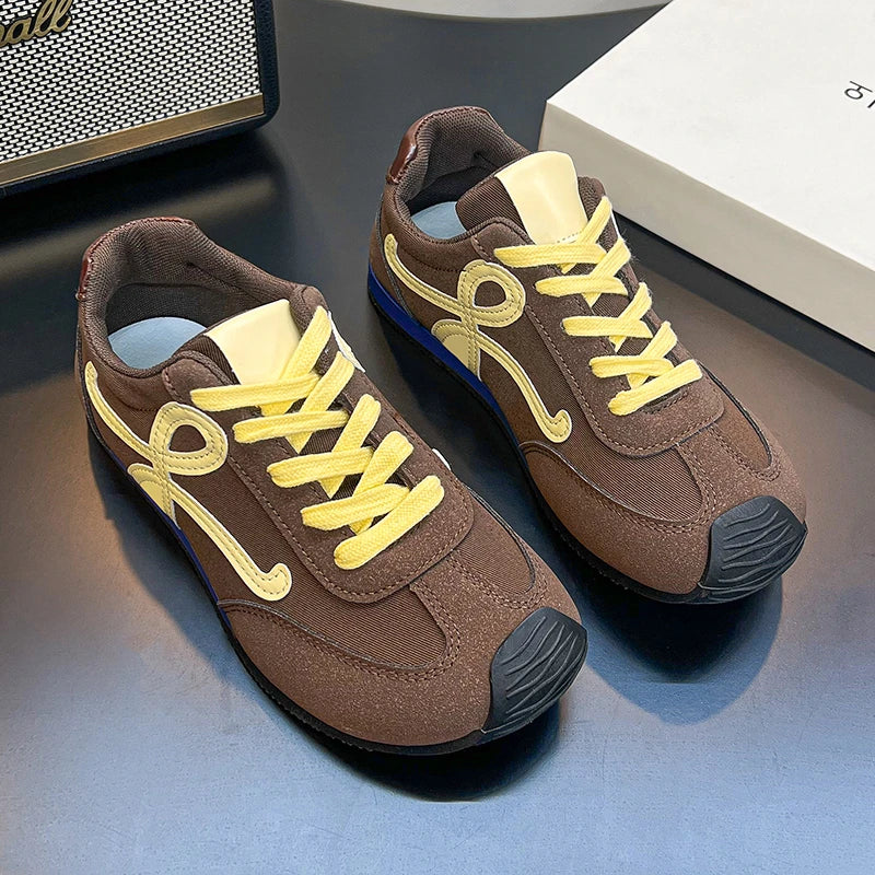 Sneaker Shoe For Women Genuine Leather Flat Lace-up