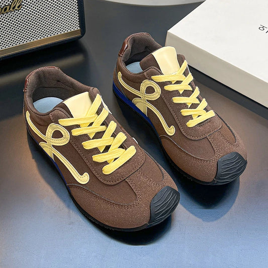 Sneaker Shoe For Women Genuine Leather Flat Lace-up