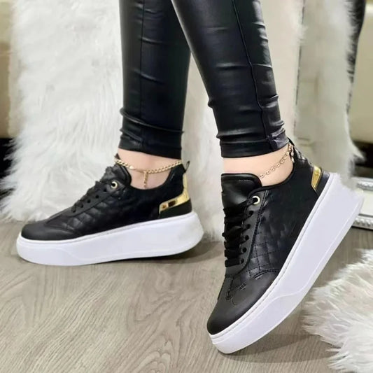 Woman Casual Comfortable Sneakers Round Toe Platform Lace Up Female Vulcanized Shoe/Loafer