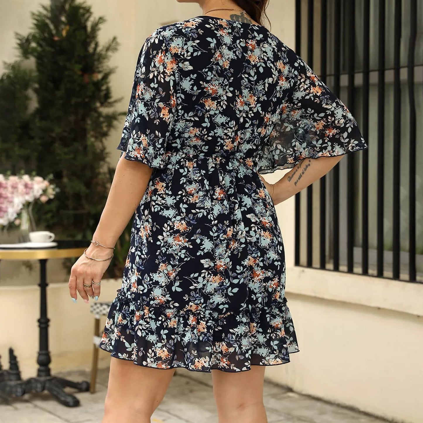 Oversized Women's Dress Loose Flare Fashion Casual Printed Flower Pattern Long Dresses Plus Size For Spring Summer