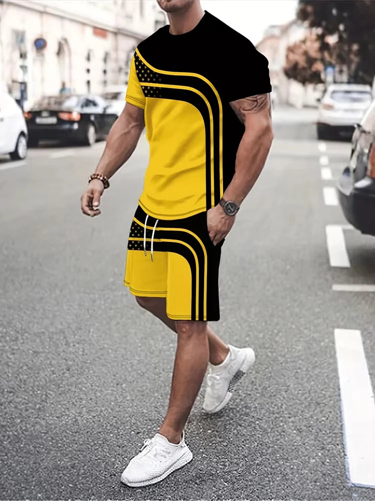 New men's outdoor running shorts for summer 2025, street fashion, casual, loose and comfortable T-shirt with soft and comfortable Shorts.  Sz:  S-6X
