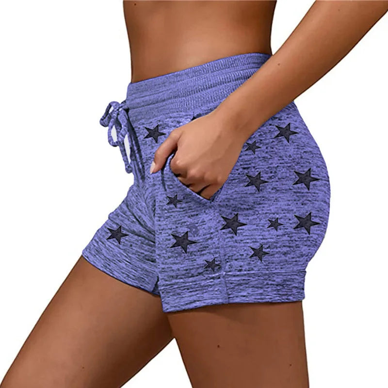 Women Print Quick Dry Sport Shorts With Drawstring.  S-5xL