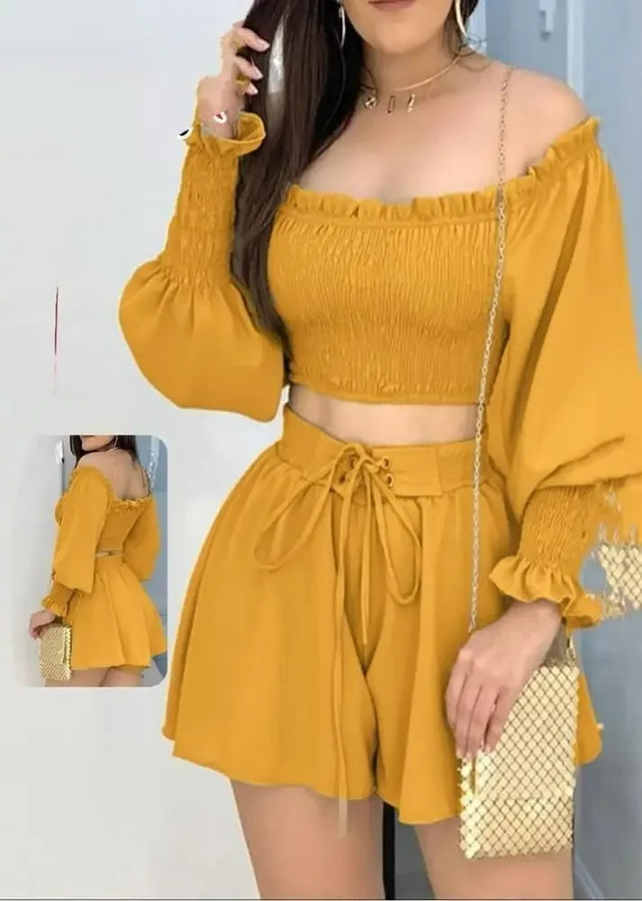 Long Sleeve Polyester Summer Fashion Casual Women's Elegant Quality Versatile Set.  S-2X