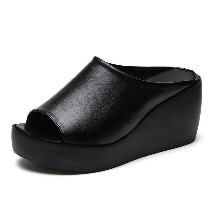 Woman Summer Wedges Peep Toe Casual Slides