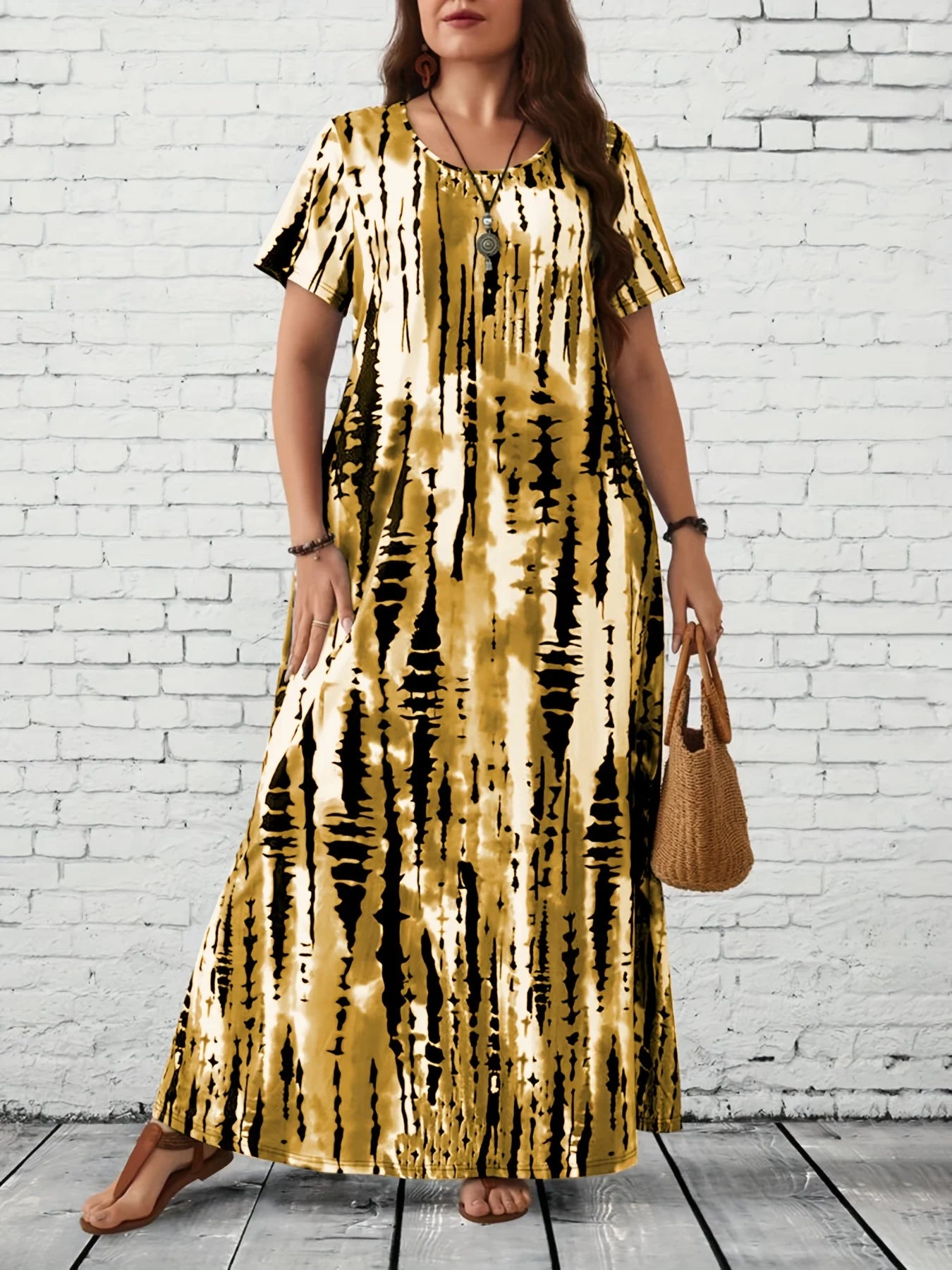 Summer women's casual printed long plus size dress