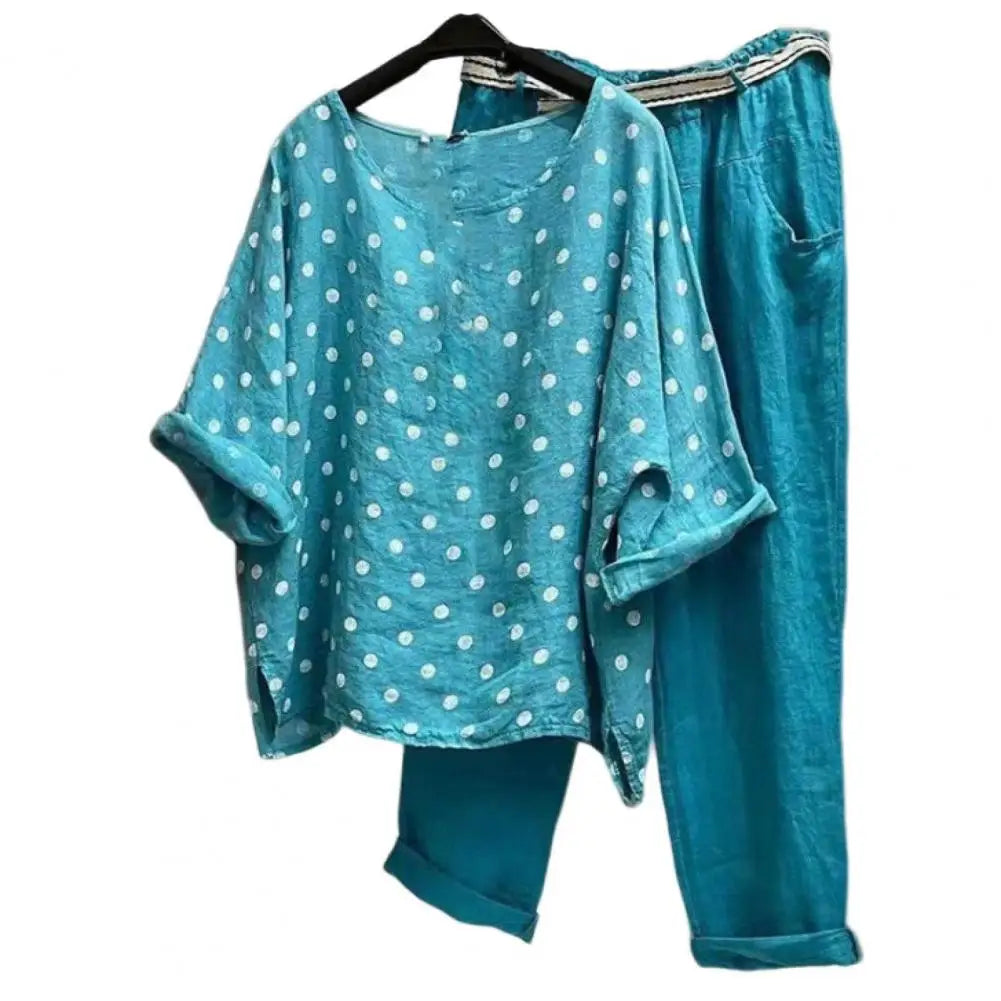 Ladies casual And Beautiful Two-Piece Spring Summer Blouse And Pant Set. Sz, M-5xl