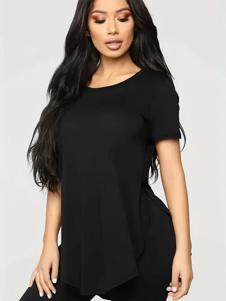 Plus Size Casual Women Short Sleeve T-shirt.