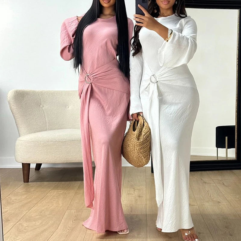 New Women O Neck Elegant Long Sleeved Party Dress.  S-2X