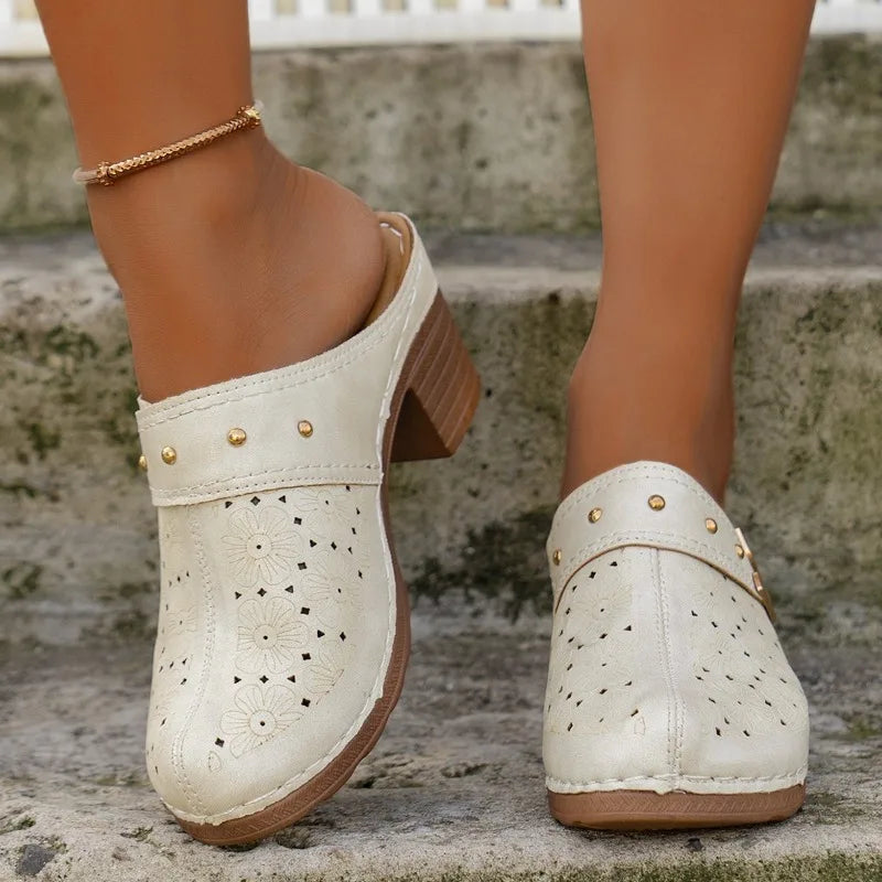 Women's Shoes Fashion Metal Decoration Solid Quality Clog