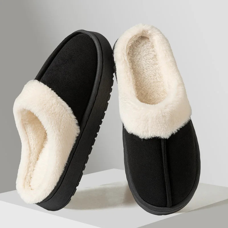 Women's Fluffy Slippers New Plush Warm Platform For Winter Indoor Semi-slippers Outdoor/Indoor Non-slip Cotton Shoes.