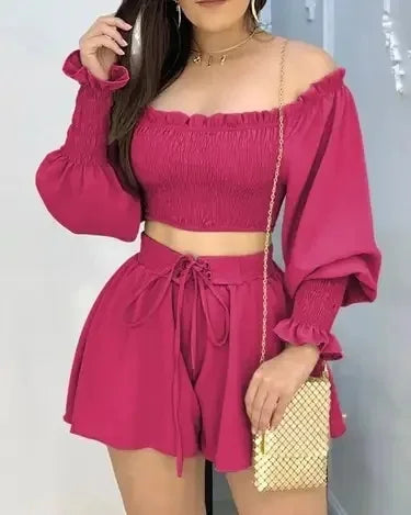 Long Sleeve Polyester Summer Fashion Casual Women's Elegant Quality Versatile Set.  S-2X