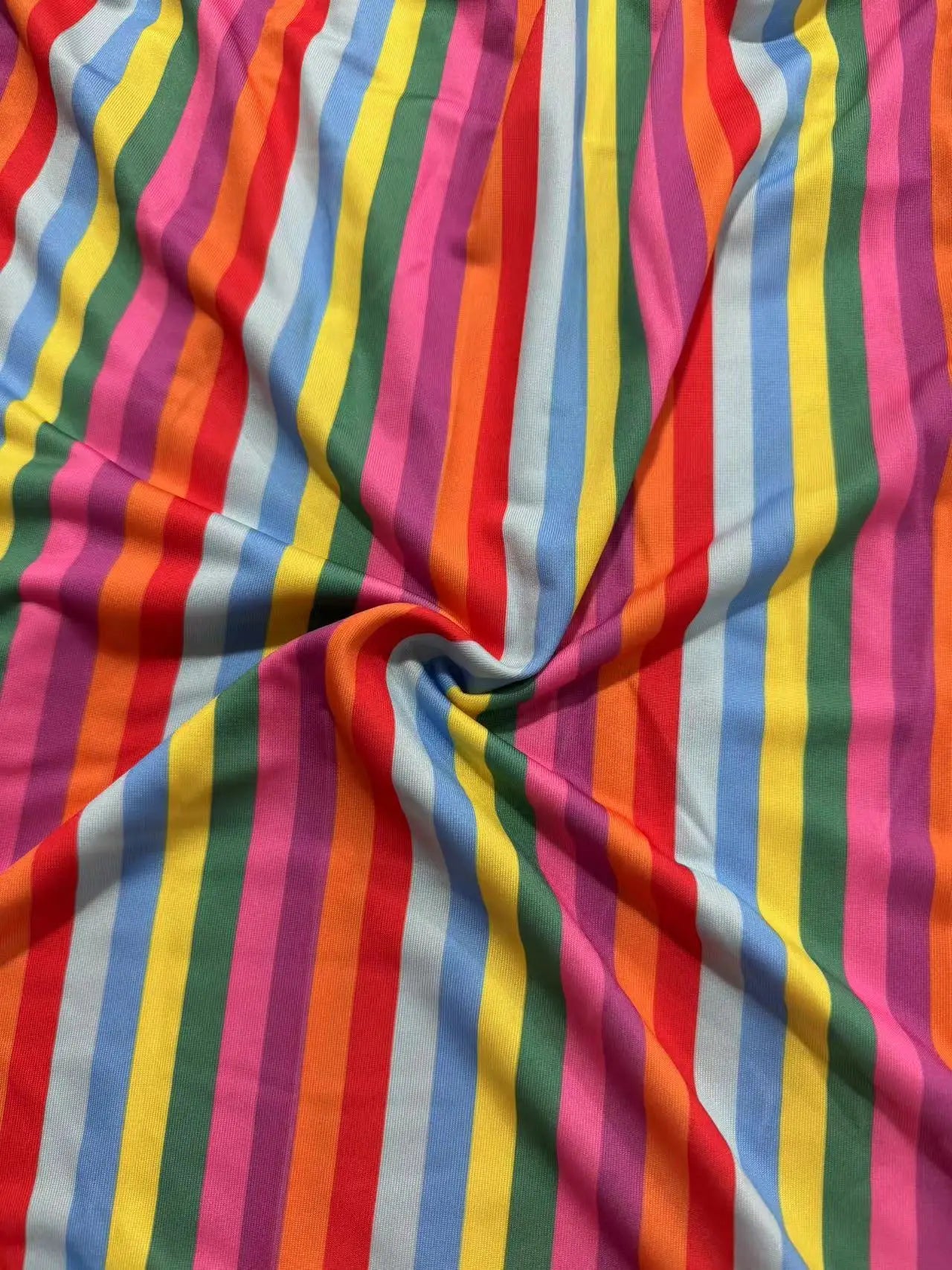 Plus Size1XL-5XL V-neck Rainbow Print Dress Loose Lotus Sleeve A-line Skirt Milk Silk Fabric Elastic Comfortable Breathable Ball