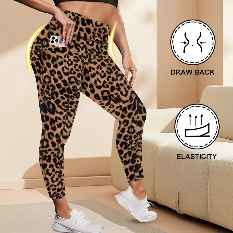 Women's High-Waisted Yoga Pants Plus Size Butt-Lifting Workout Leggings with Pockets Elastic Active-wear