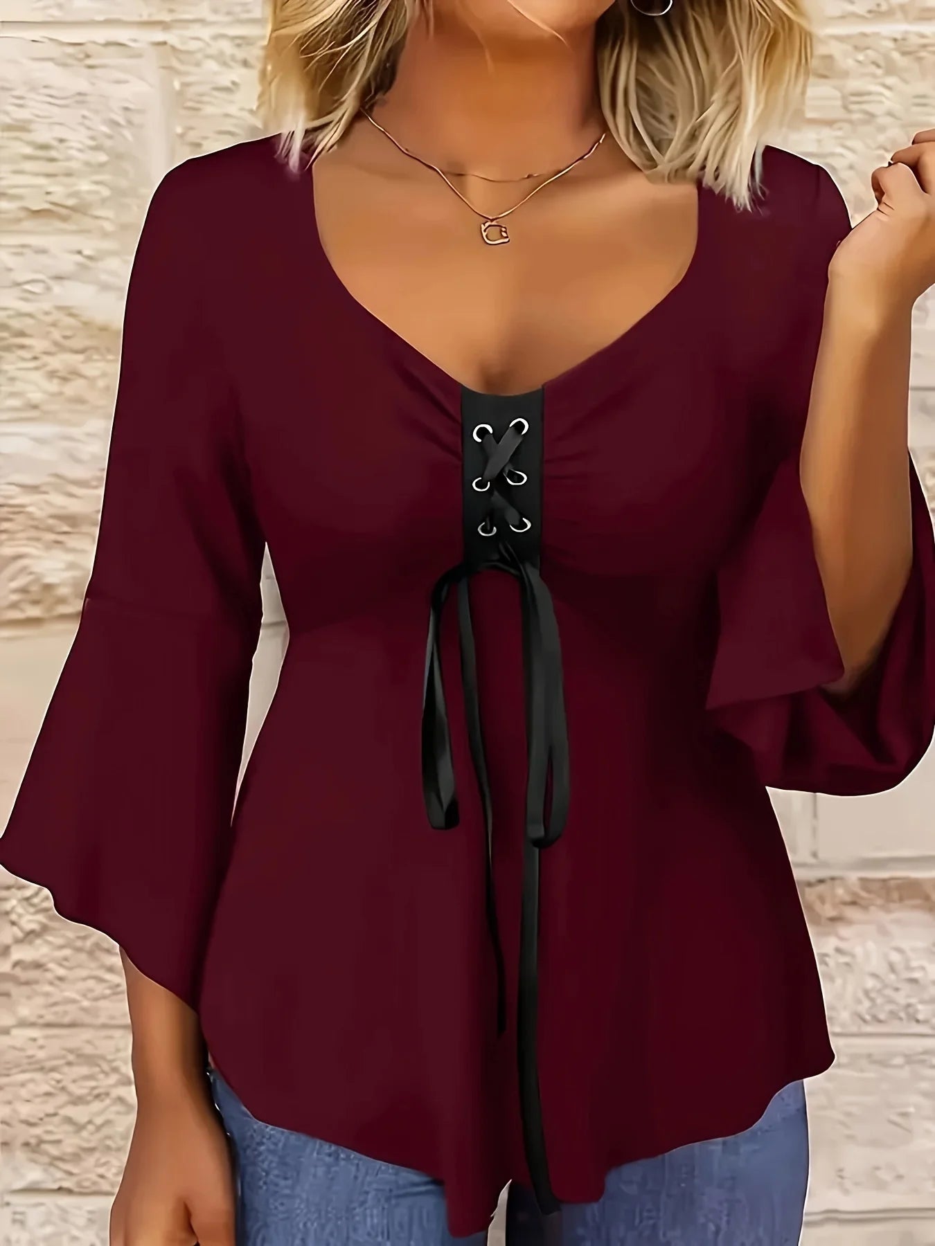 Plus size women's new style European Style casual solid colour top