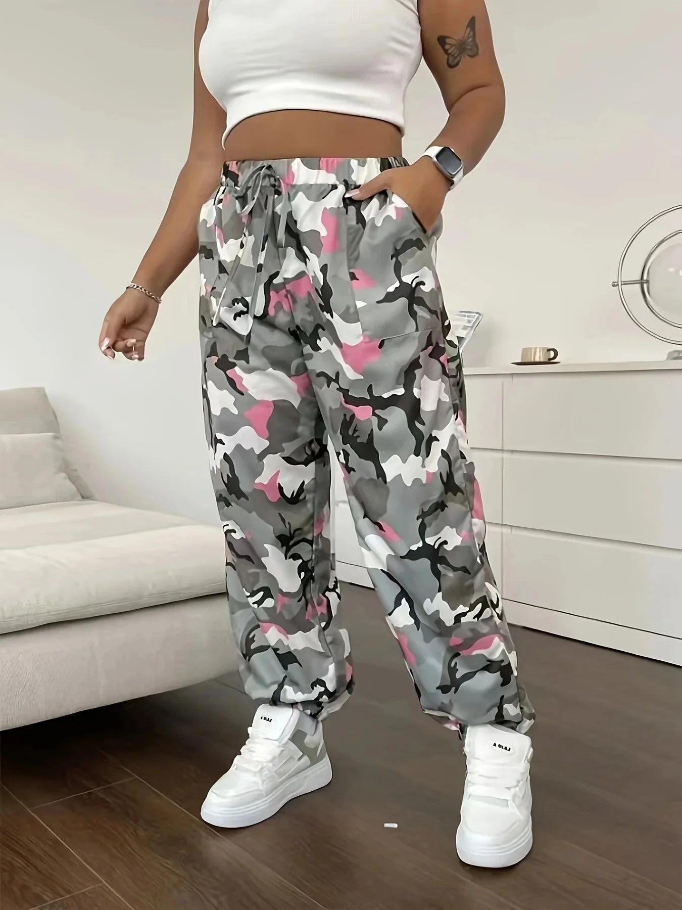Plus Size Fashionable Camouflage Printed Loose Casual Trendy Style.  L-5X