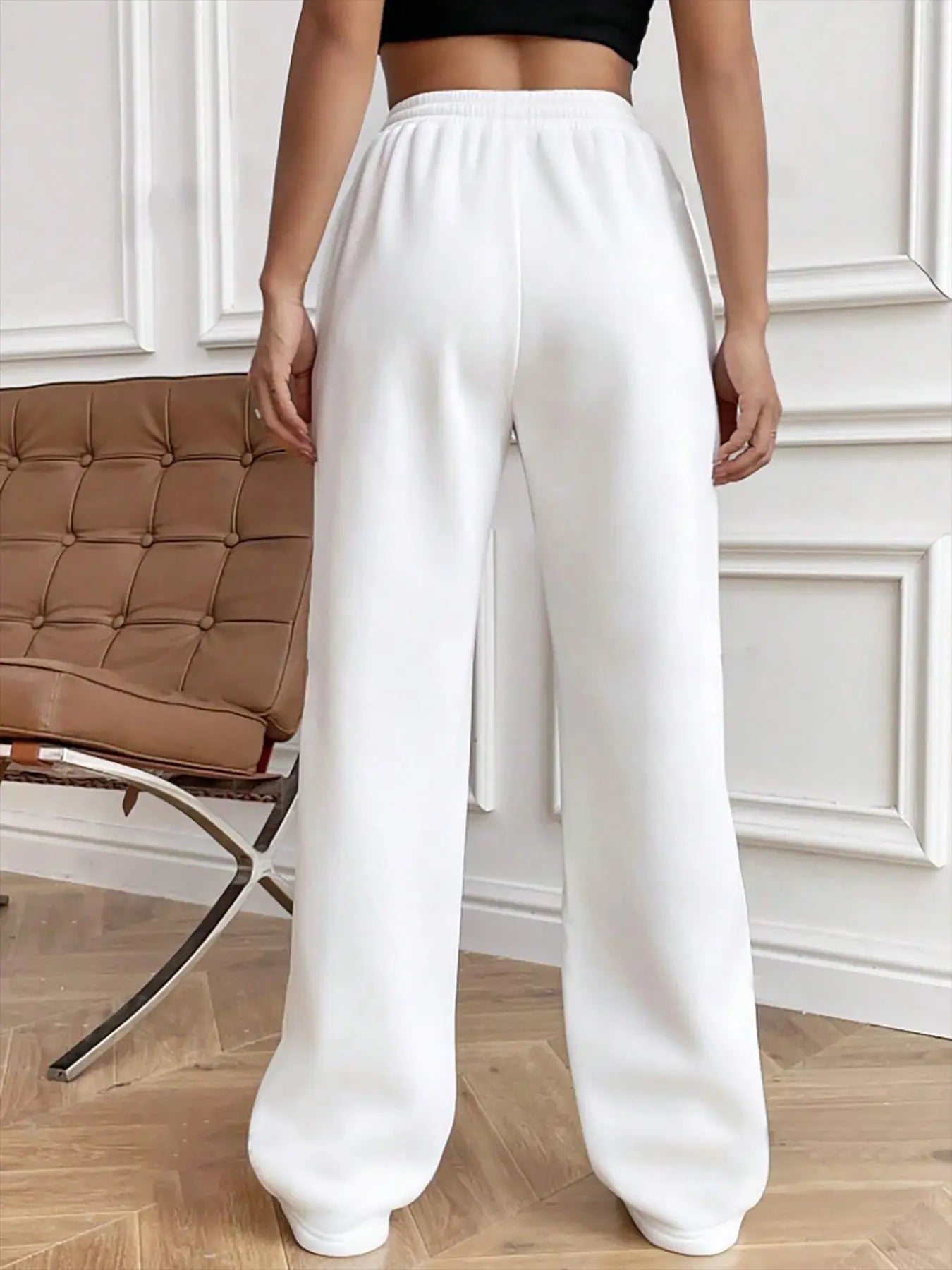 European women's casual fashion sweatpants with drawstring,