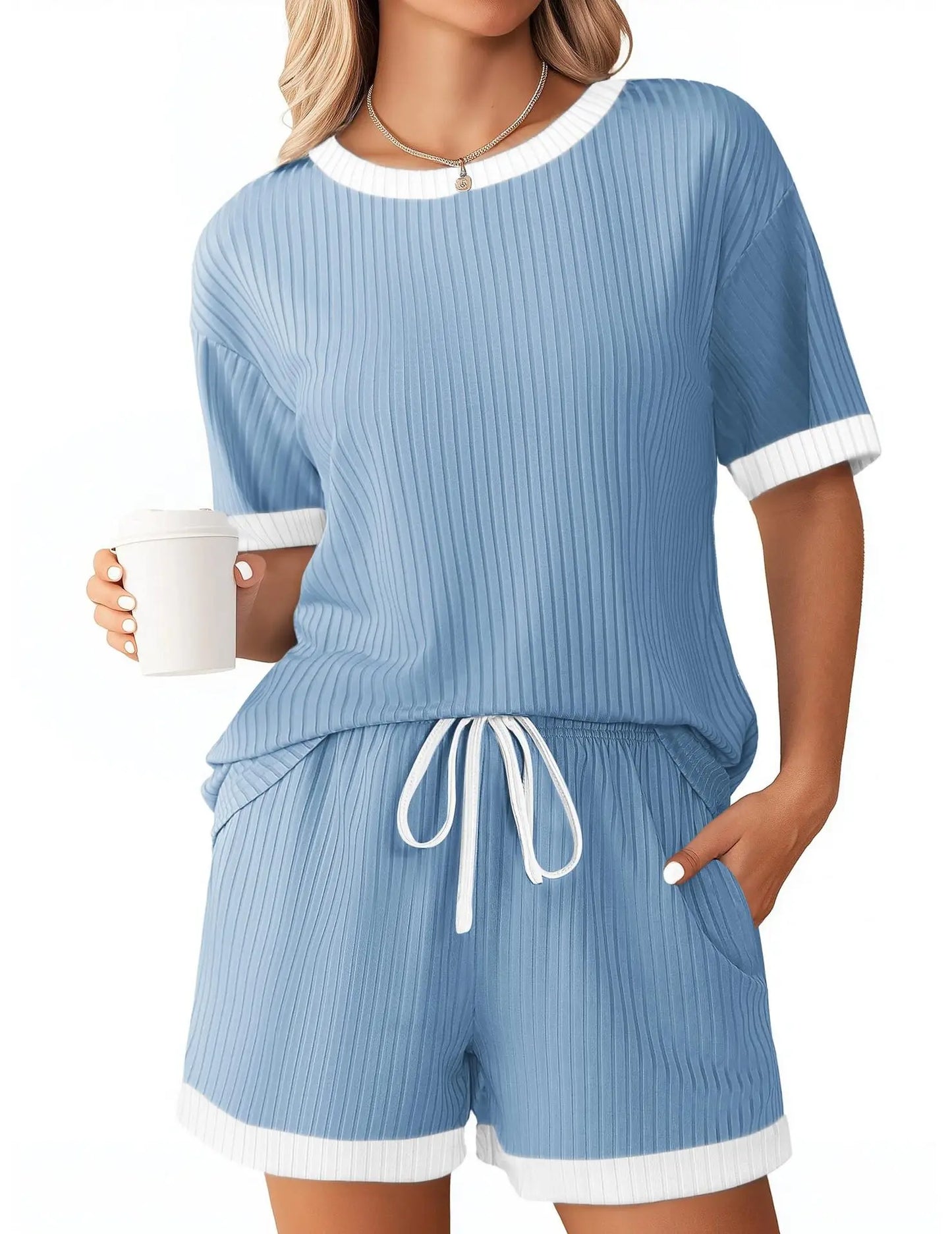 New Casual Loose Short Set For Women 2025 Elegant Summer Two Pieces Outfit.  S-2X